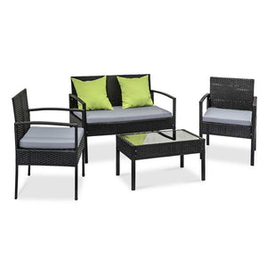 Ashley Rose 4 Piece Outdoor Wicker Furniture Set - Black - Ashley Rose