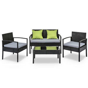 Ashley Rose 4 Piece Outdoor Wicker Furniture Set - Black - Ashley Rose