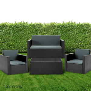 Ashley Rose 4 Piece Outdoor Wicker Furniture Set - Black - Ashley Rose