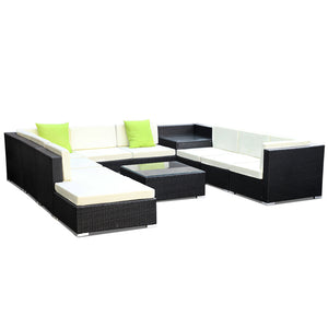 Ashley Rose 11PC Outdoor Furniture Sofa Set Wicker Garden Patio Lounge - Ashley Rose