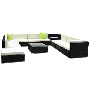 Ashley Rose 12PC Outdoor Furniture Sofa Set Wicker Garden Patio Lounge - Ashley Rose