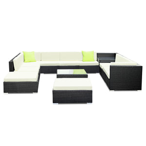 Ashley Rose 13PC Outdoor Furniture Sofa Set Wicker Garden Patio Lounge - Ashley Rose