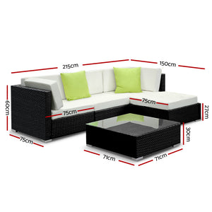 Ashley Rose 5PC Sofa Set with Storage Cover Outdoor Furniture Wicker - Ashley Rose