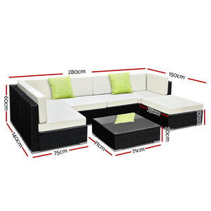 Ashley Rose 7PC Sofa Set with Storage Cover Outdoor Furniture Wicker - Ashley Rose