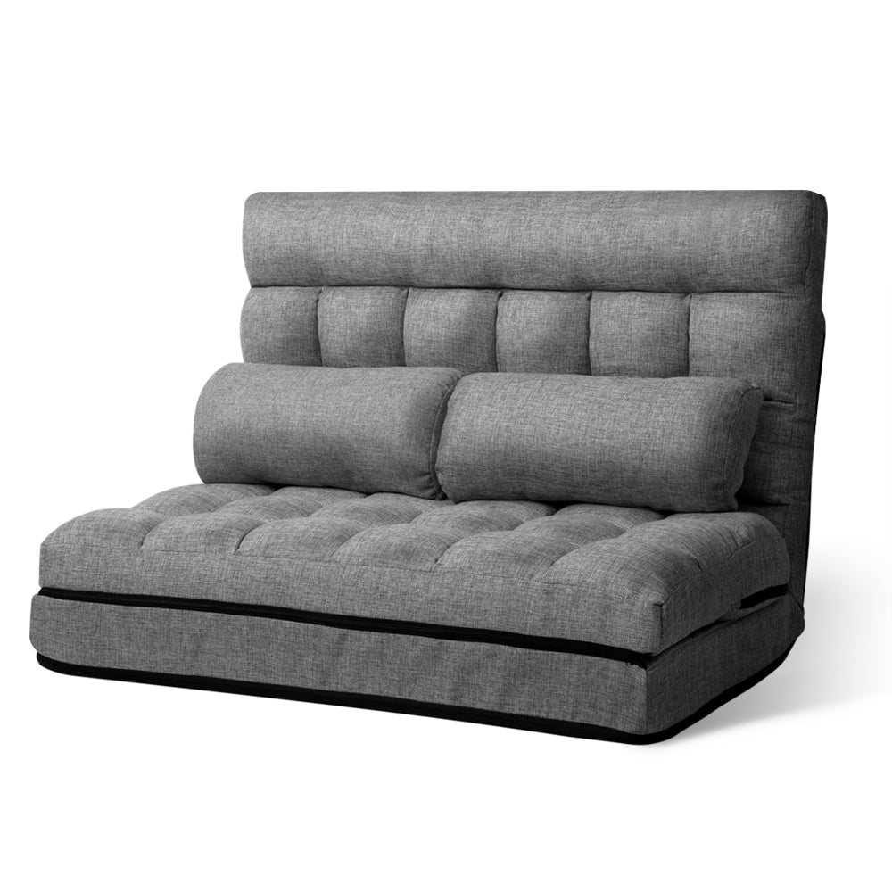 Ashley Rose Lounge Sofa Bed 2-seater Floor Folding Fabric Grey - Ashley Rose