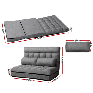 Ashley Rose Lounge Sofa Bed 2-seater Floor Folding Fabric Grey - Ashley Rose