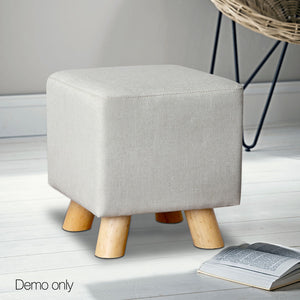 Ashley Rose Fabric Square Foot Stool - Beige - Ashley Rose