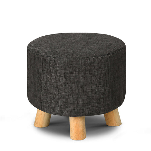 Ashley Rose Pine Wood Round Ottoman Foot Stool - Charcoal - Ashley Rose