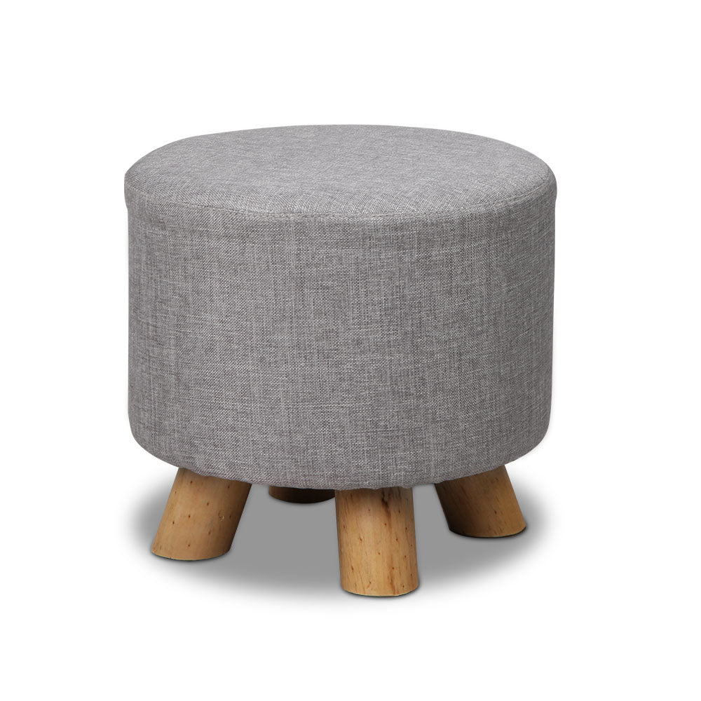 Ashley Rose Fabric Round Ottoman - Grey - Ashley Rose