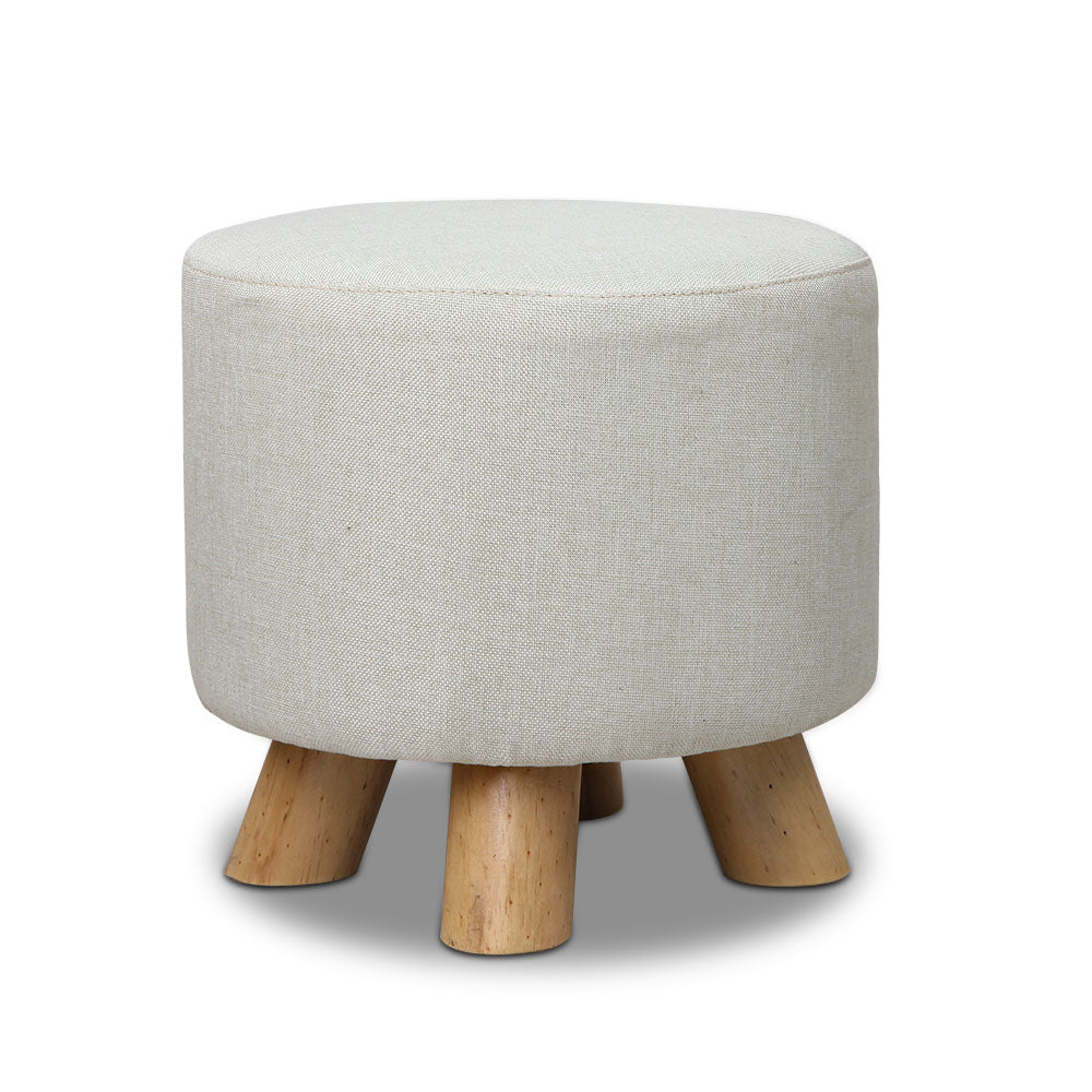 Ashley Rose Fabric Round Ottoman - Light Beige - Ashley Rose