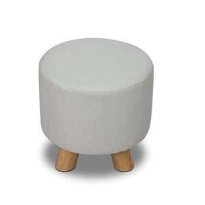 Ashley Rose Fabric Round Ottoman - Light Beige - Ashley Rose