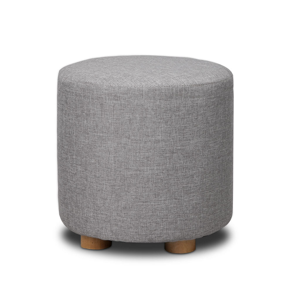 Ashley Rose Fabric Round Ottoman - Light Grey - Ashley Rose