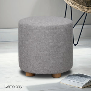 Ashley Rose Fabric Round Ottoman - Light Grey - Ashley Rose