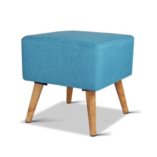 Ashley Rose Fabric Square Foot Stool - Blue - Ashley Rose