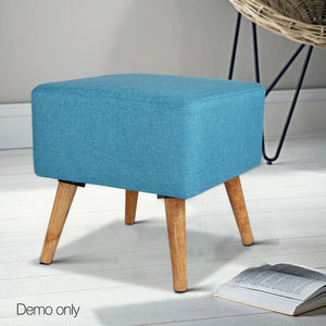 Ashley Rose Fabric Square Foot Stool - Blue - Ashley Rose