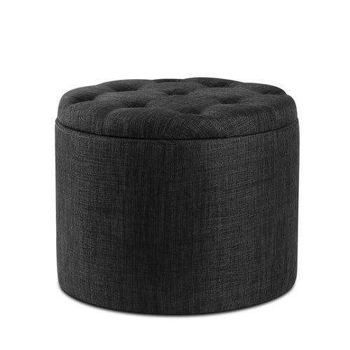 Ashley Rose Storage Ottoman Footstool Foot Rest Stool Fabric Charcoal - Ashley Rose