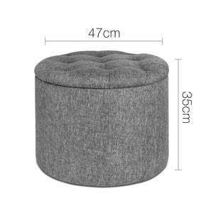 Ashley Rose Fabric Round Storage Ottoman - Grey - Ashley Rose