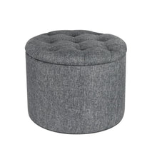 Load image into Gallery viewer, Ashley Rose Fabric Round Storage Ottoman - Grey - Ashley Rose