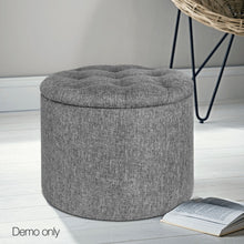 Load image into Gallery viewer, Ashley Rose Fabric Round Storage Ottoman - Grey - Ashley Rose