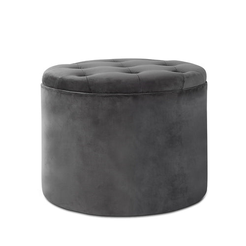 Ashley Rose Velvet Storage Ottoman - Dark Grey - Ashley Rose