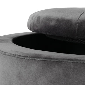 Ashley Rose Velvet Storage Ottoman - Dark Grey - Ashley Rose