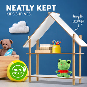 Ashley Rose Kids Cabin Rack Display Shelf Children Bookshelf 2 Tier - Ashley Rose