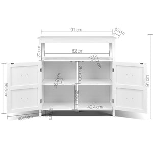 Ashles Rose Kitchen Storage Buffet with Shelves - White - Ashley Rose