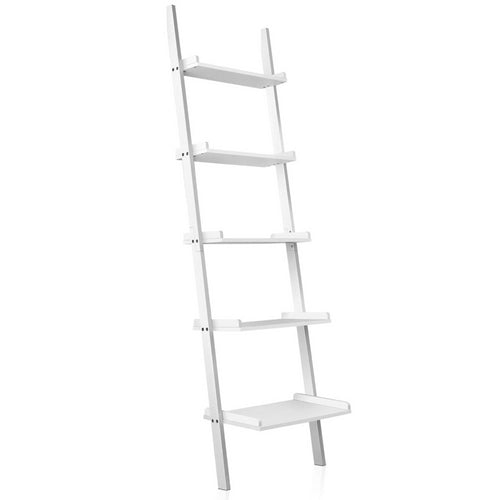 Ashley Rose 5 Tier Wooden Ladder Wall Shelf Rack - White - Ashley Rose