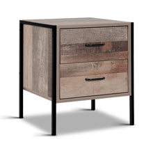 Load image into Gallery viewer, Ashley Rose Bedside Table Drawers Nightstand Metal Oak - Ashley Rose