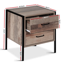 Load image into Gallery viewer, Ashley Rose Bedside Table Drawers Nightstand Metal Oak - Ashley Rose