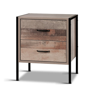 Ashley Rose Bedside Table Drawers Nightstand Metal Oak - Ashley Rose