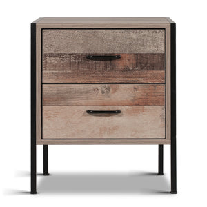 Ashley Rose Bedside Table Drawers Nightstand Metal Oak - Ashley Rose