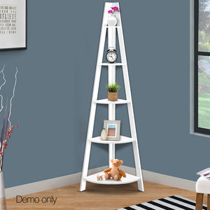 Ashley Rose 5 Tier Corner Ladder Bookshelf - White - Ashley Rose