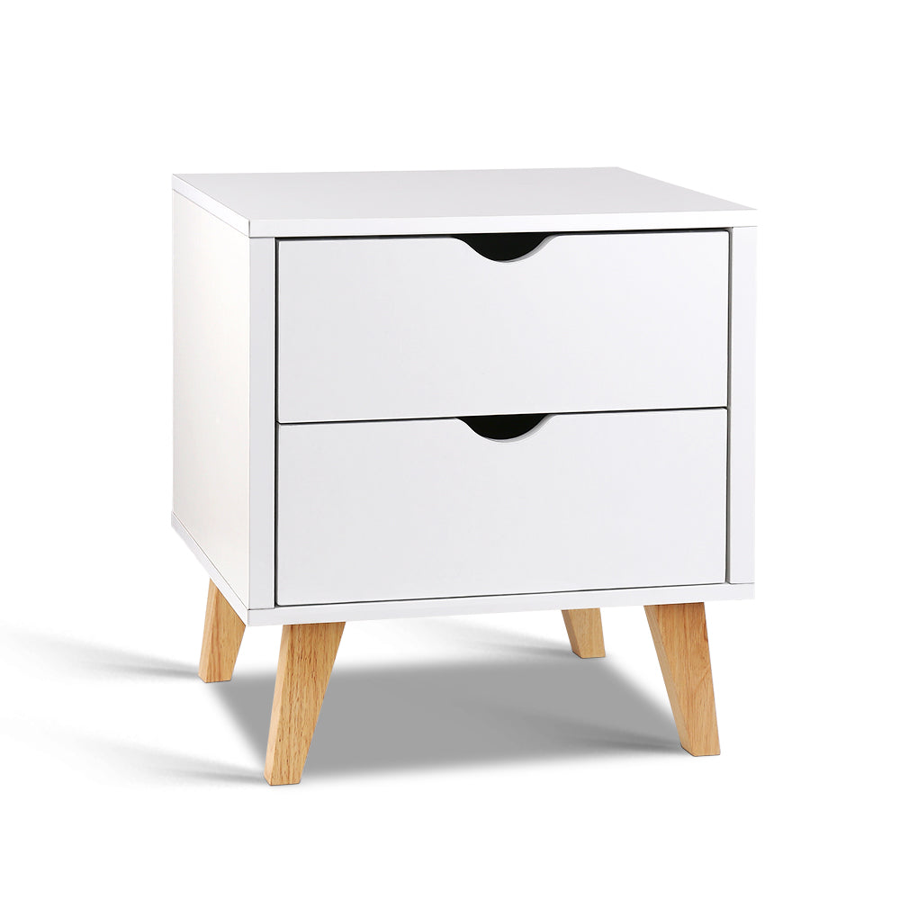 Ashley Rose 2 Drawer Wooden Bedside Tables - White - Ashley Rose