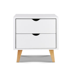 Ashley Rose 2 Drawer Wooden Bedside Tables - White - Ashley Rose