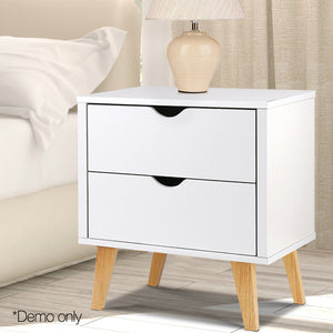 Ashley Rose 2 Drawer Wooden Bedside Tables - White - Ashley Rose