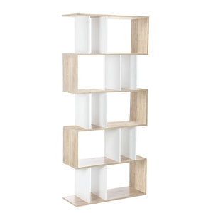 Ashley Rose 5 Tier Display Book Storage Shelf Unit - White Brown - Ashley Rose