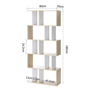 Ashley Rose 5 Tier Display Book Storage Shelf Unit - White Brown - Ashley Rose