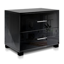 Load image into Gallery viewer, Ashley Rose High Gloss Two Drawers Bedside Table - Black - Ashley Rose