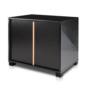 Ashley Rose High Gloss Two Drawers Bedside Table - Black - Ashley Rose