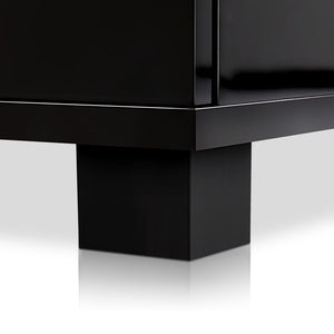 Ashley Rose High Gloss Two Drawers Bedside Table - Black - Ashley Rose