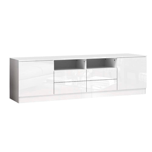 Ashley Rose 180cm TV Cabinet Stand Entertainment Unit High Gloss Furniture 4 Storage Drawers White - Ashley Rose