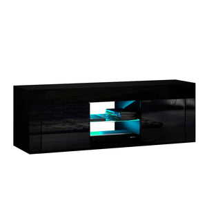 Ashley Rose 130cm RGB LED TV Stand Cabinet Entertainment Unit Gloss Furniture Black - Ashley Rose