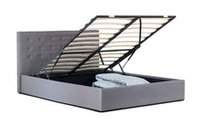 Load image into Gallery viewer, Byron Fabric Double Gas Lift Ottoman Storage Bed Grey - Ashley Rose