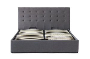 Byron Fabric Double Gas Lift Ottoman Storage Bed Grey - Ashley Rose