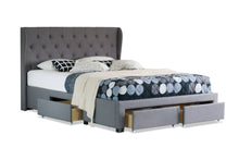 Load image into Gallery viewer, Cambridge Fabric Queen Drawers Storage Bed Grey - Ashley Rose