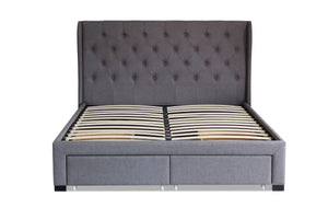 Cambridge Fabric Queen Drawers Storage Bed Grey - Ashley Rose