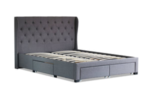 Cambridge Fabric Double Drawers Storage Bed Grey - Ashley Rose