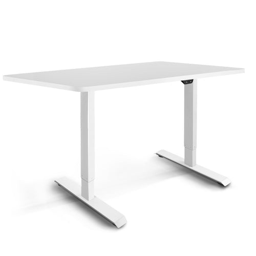 Electric Motorised Height Adjustable Standing Desk - White Frame with 140cm White Top - Ashley Rose