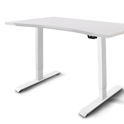 Ashley Rose Roskos I Electric Motorised Height Adjustable Standing Desk Sit Stand Table Curved 140cm White - Ashley Rose